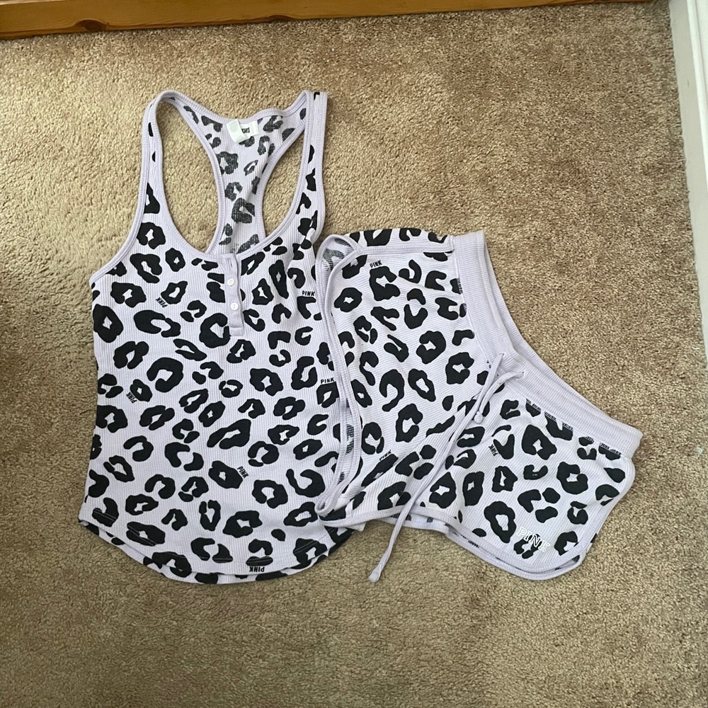 Purple cheetah pajama set PINK